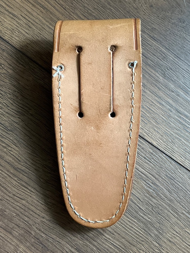 Tan Leather 4 inch Folding Knife Holder with Snap Closure