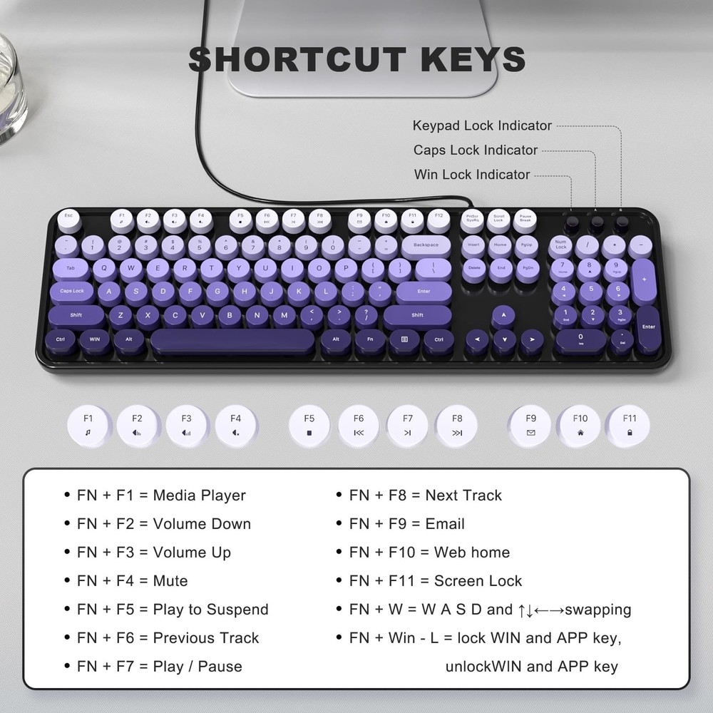 MOFII Computer Keyboards Wired, Plug Play USB Full Size Typewriter Keyboard, ...