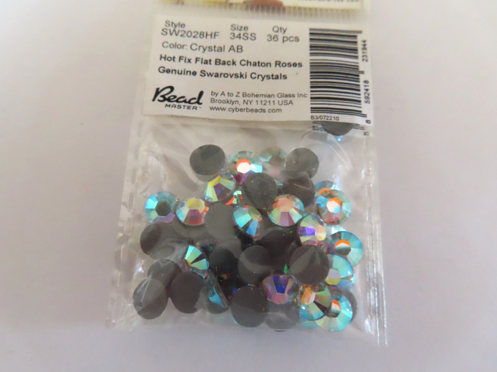 36 Swarovski Hot Fix Flatbacks 34ss Crystal AB. #2028