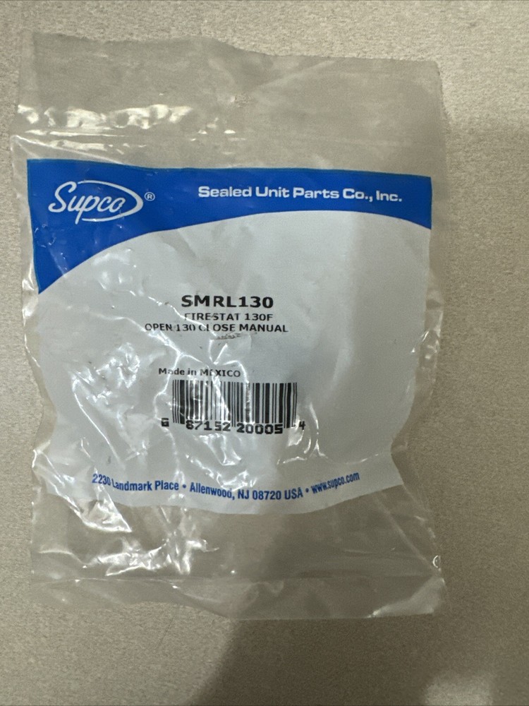 Supco SMRL130 FIRESTAT OPEN 130 CLOSE MANUAL