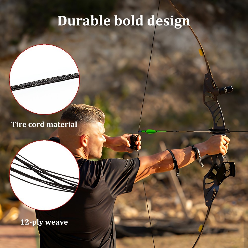 53" Replacement Archery Bow String for Traditional Bow Longbow Recurve Bow Black