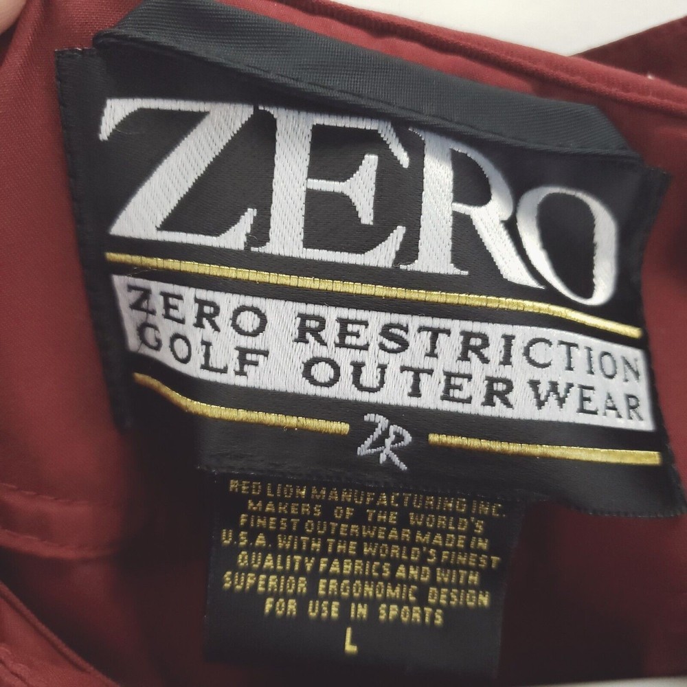 Zero Restriction Jacket Mens Large Burgundy 1/4 Snap Golf Pullover