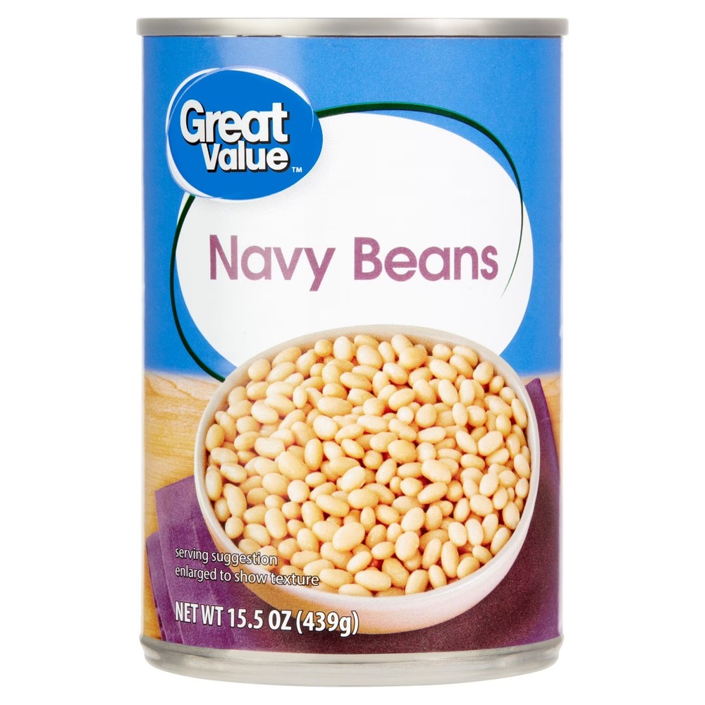 12 pack,Great Value Navy Bean, 15.5 oz Can.