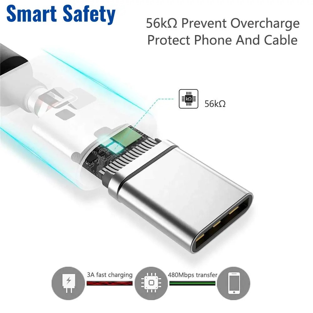 Universal USB Type-C Fast Charging Cable for Samsung Galaxy /Android Phone Black