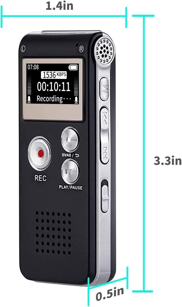 Digital Voice Recorder with 16GB Storage and Playback