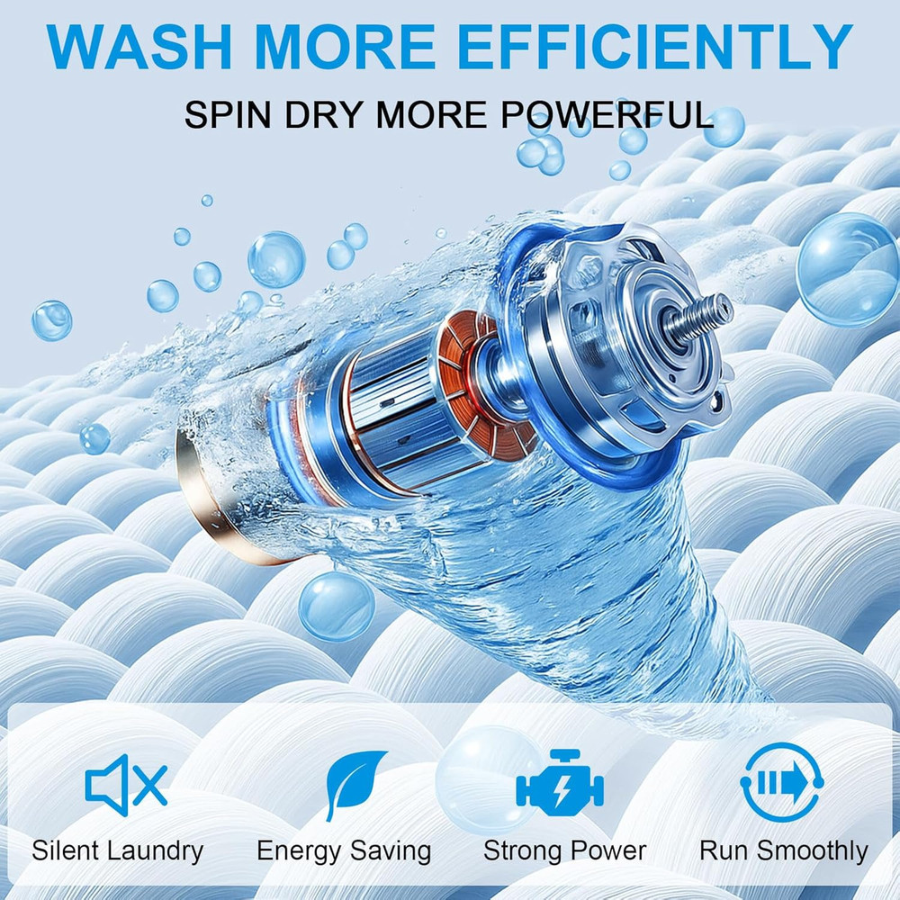 Portable Washing Machine, 17LBS Full Automatic Washer and Spinner, 10 Programs w