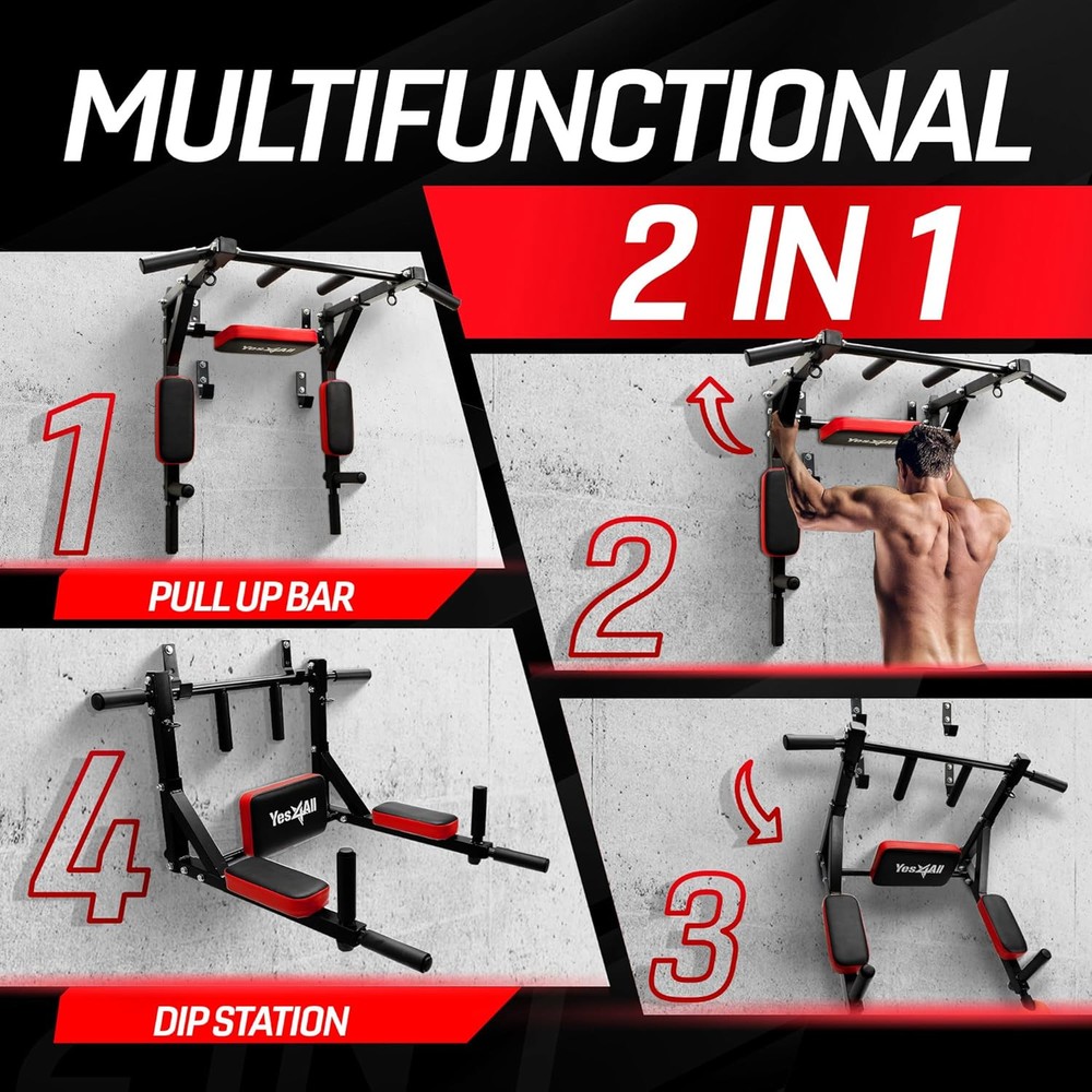 Yes4All Multifunctional Wall A. Mounted Pull Up Bar
