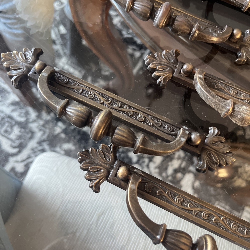 Vintage Brass Pull Drop Handle Canada 5” On Center Set Of 6