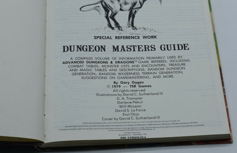 D&D ADVANCED DUNGEONS & DRAGONS MASTER GUIDE 1ST REVISED EDITION 1979 TSR YES