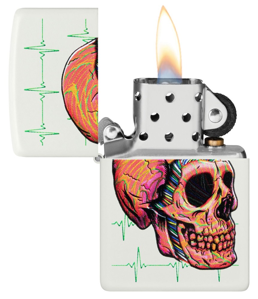 Zippo Cyber Skull Design White Matte 48659