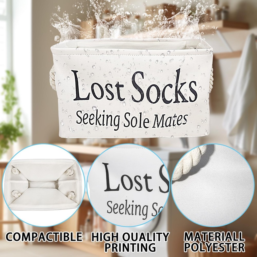 Rustic Laundry Room Decor and Accessories - Lost Sock Basket in Polyester Fab...
