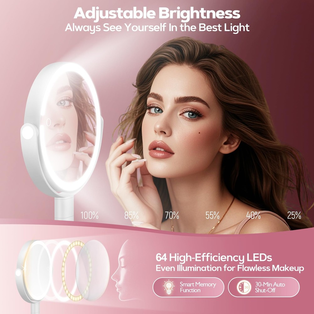 Makeup Mirror with Lights, 30X Magnifying & Height Adjustable, Lighted Magnif...