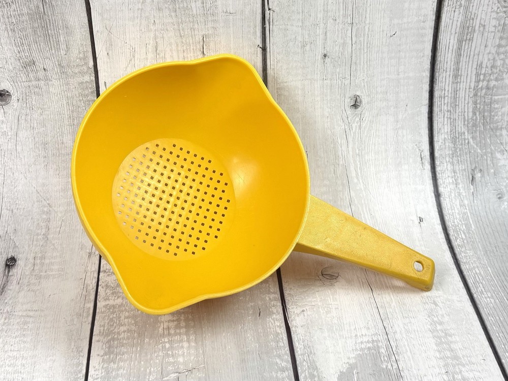 Vintage Tupperware Small Bright Yellow Colander Strainer 1 quart Small