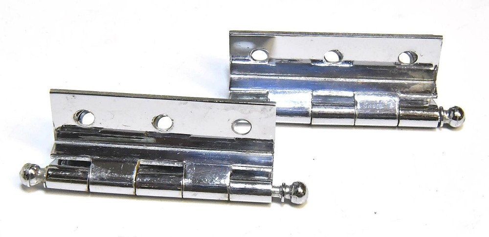 2 MATCHING CHROME FINISH ANGLE HINGES