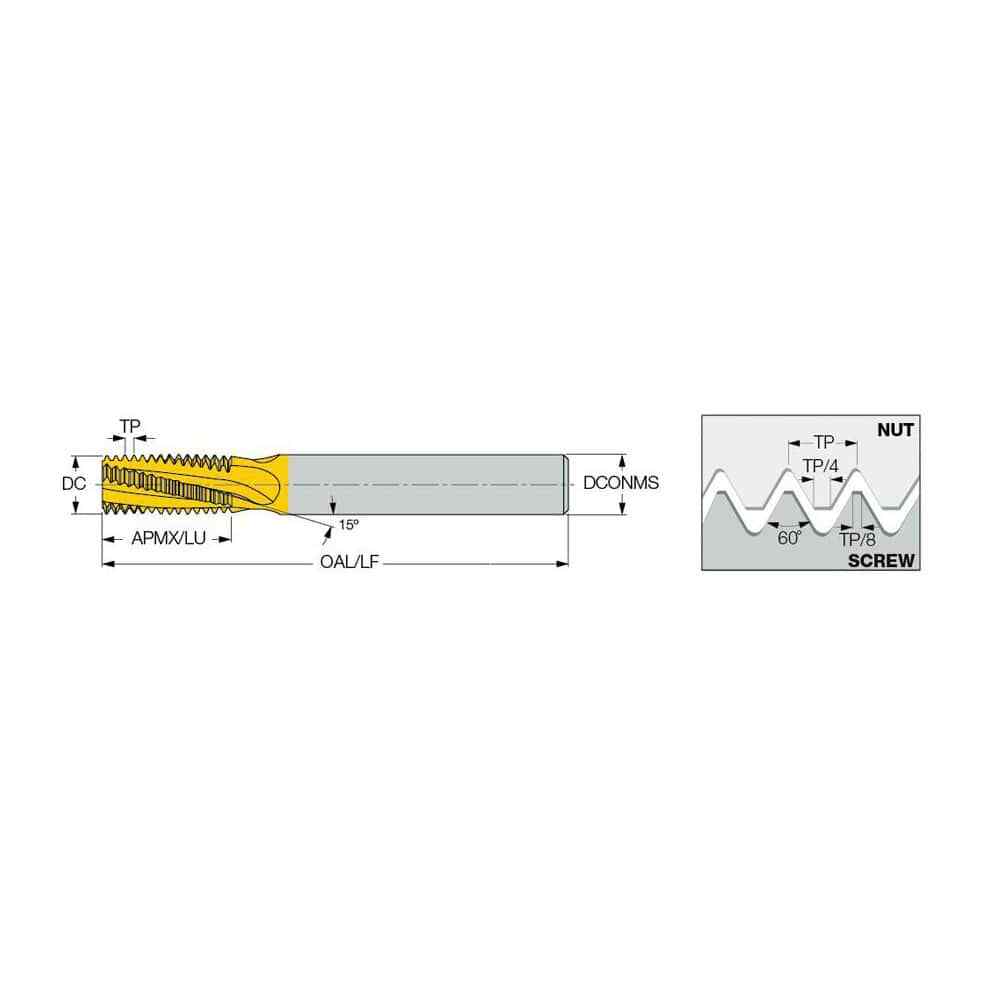 Iscar External 3-Flute Solid Carbide Helical Flute Thread Mill TiAlN Finish, ...