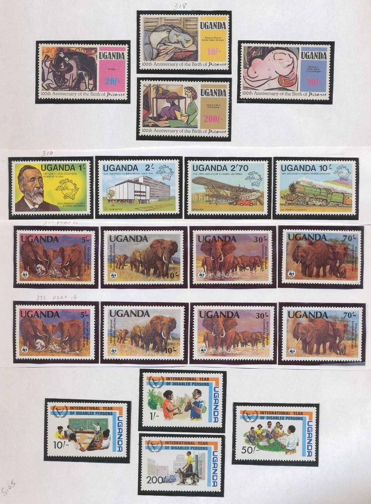 UGANDA - Scott 310 / / 345 - MNH sets - THREE SCANS --b