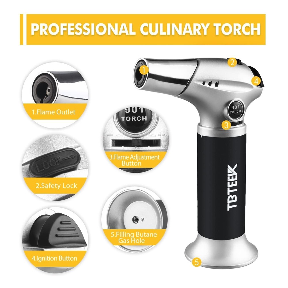 TBTEEK Butane Torch, Kitchen Torch Cooking Torch with Safety Lock & Adjustabl...