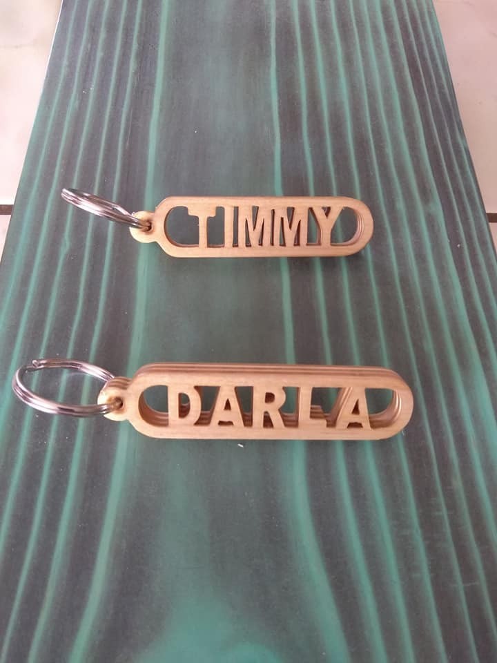 Custom Handmade Solid Oak Name Keychain – Hand-Cut Scroll Saw Art
