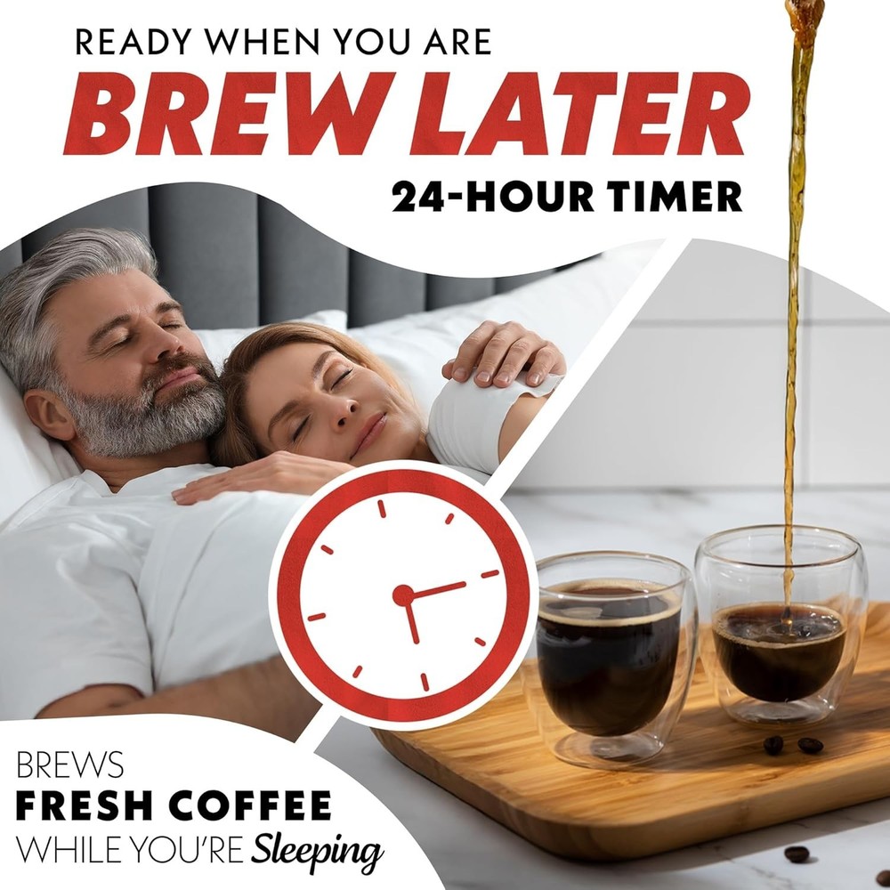 Drip Coffee Maker – 5 Cup, One-Touch Brew, Pause & Serve, Adjustable 4 Hr Kee...