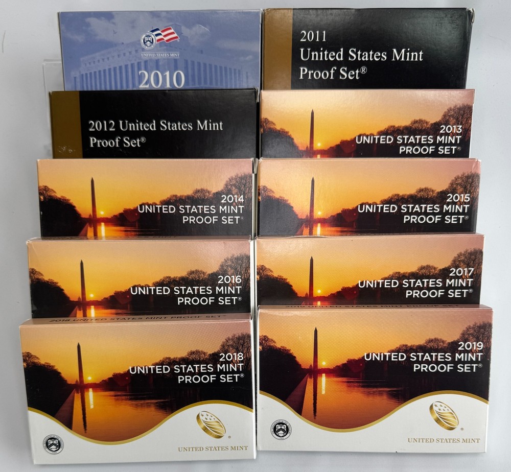 2010 thru 2019 Run Ten Clad Proof Sets Complete as issued by US Mint