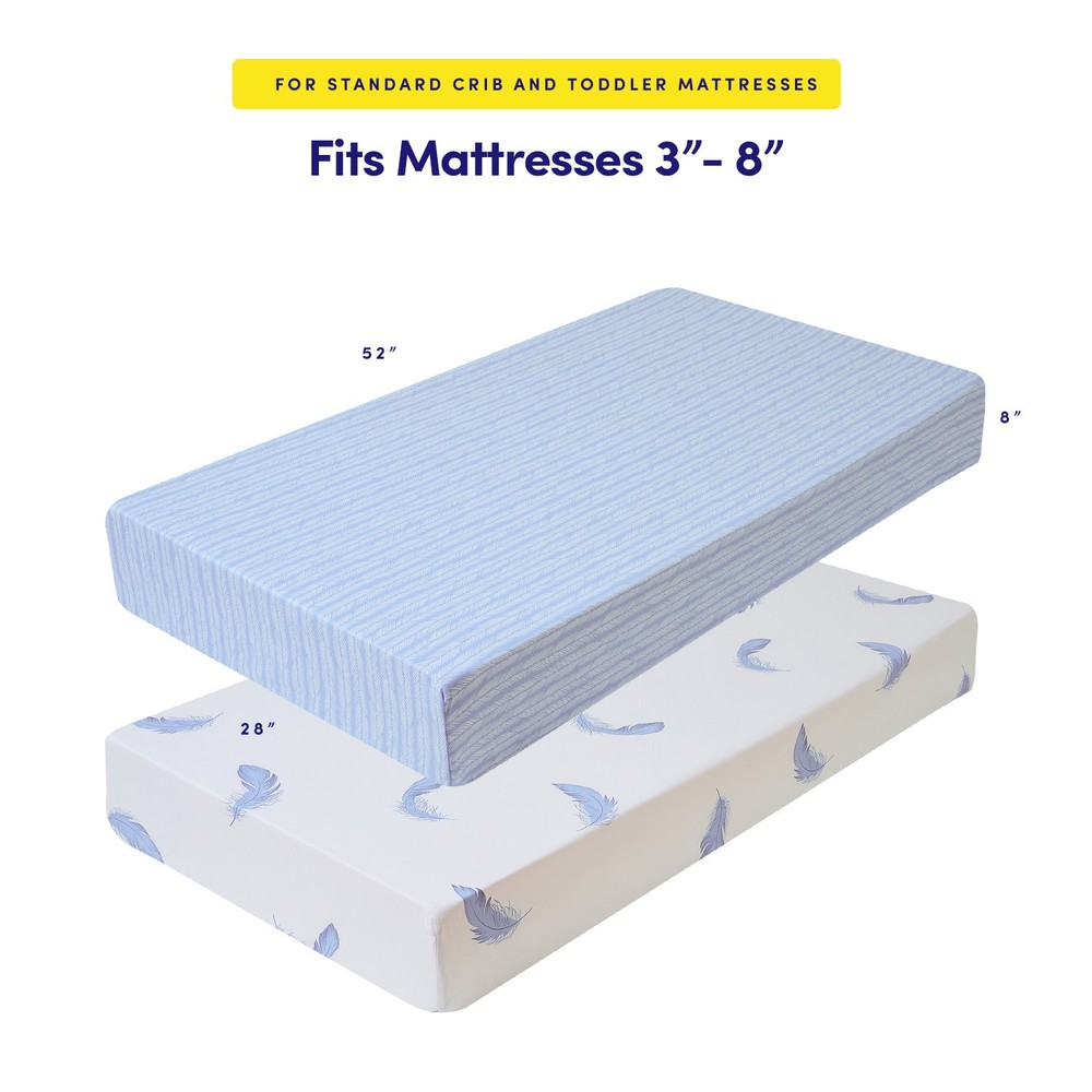 2-Pack Fitted Crib Sheets Microfiber Fits 28" x 52" Mattress Feathers