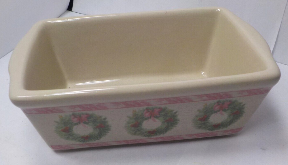 Nantucket Stoneware Ceramic Baking Dish Loaf Pan Mini Bread Small