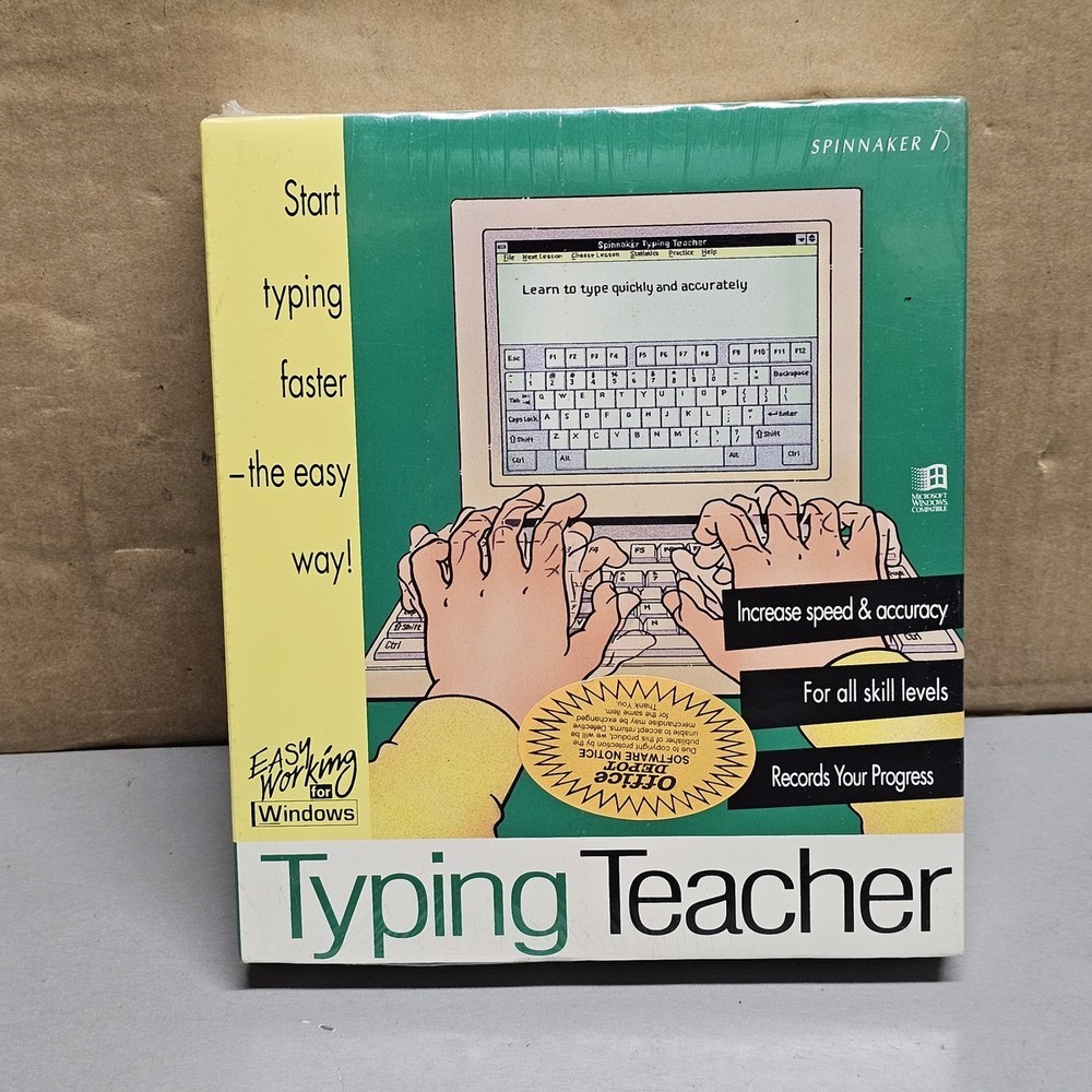 Typing Teacher for Windows PC Software Spinnaker Easy Working (SEALED)