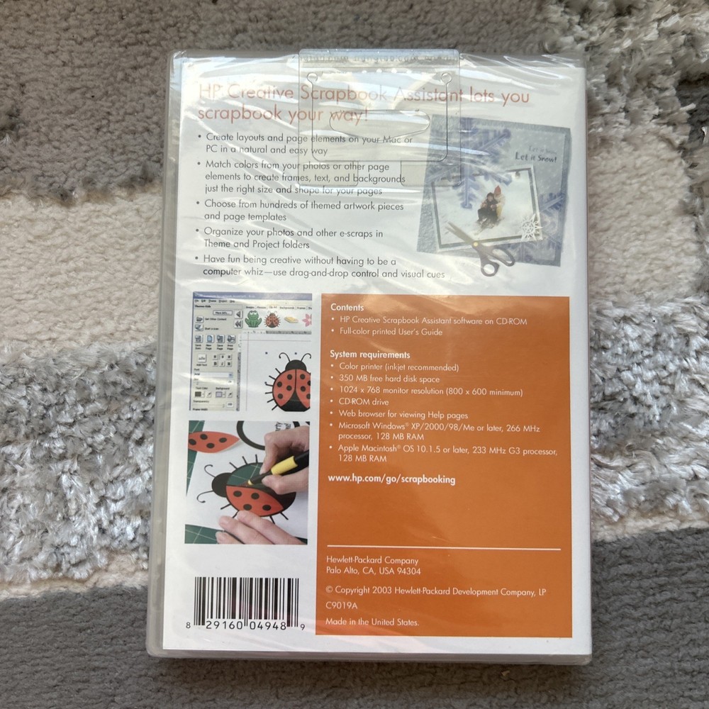 HP Creative Scrapbook Assistant CD ROM Software WIN XP/2000/98 Mac OS Free Ship