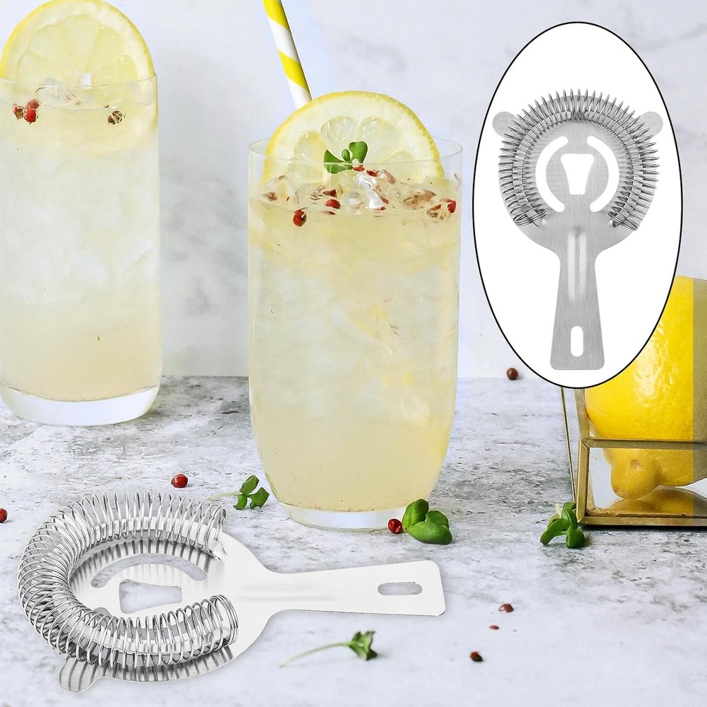 Tifanso Cocktail Strainer Bar Tools - 2PCS with High Silver