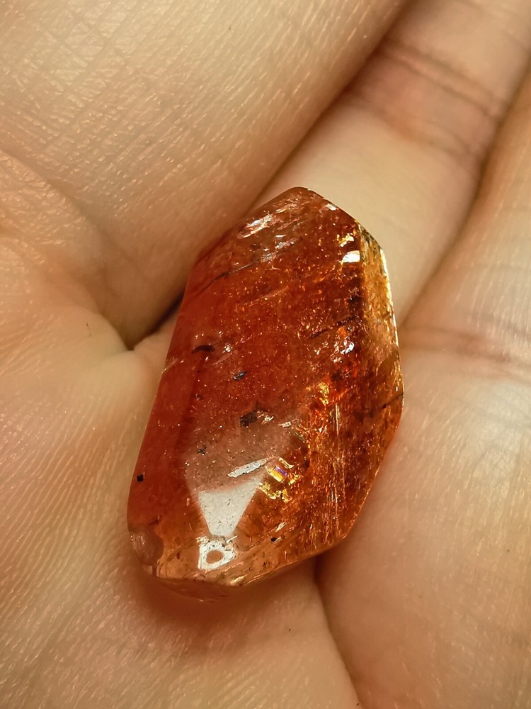 Rainbow golden Sunstone cut and polished 1