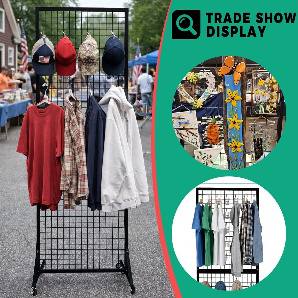Fordable grid wall panel display stand- 5.5”*2” wire display shelves for merc...