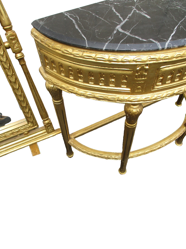 64439 Gold Decorator Console Table with Mirror