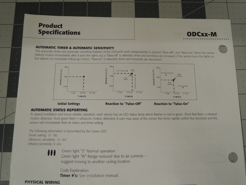 LEVITON ODC05-M0W MULTI-TECH CEILING MOUNT OCCUPANCY SENSOR, 500-SQFT, 24-VDC