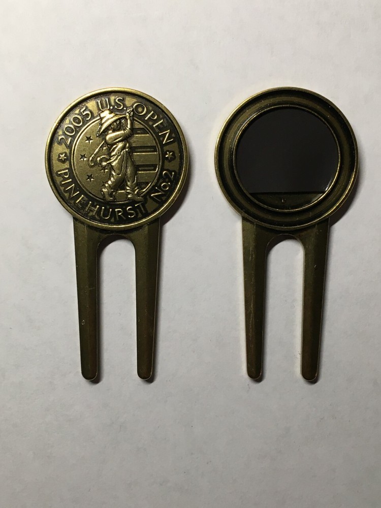 (2) 2005 U.S. Open Championship Etched Back Golf Design Divot Tools - Pinehurst