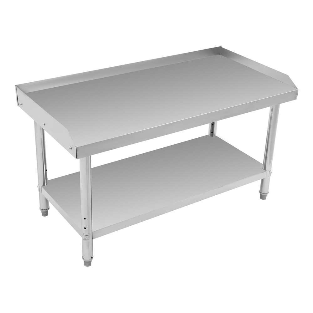 48*24*35-36" Adjustable Commercial Work Table With Backsplash Silver Work Table