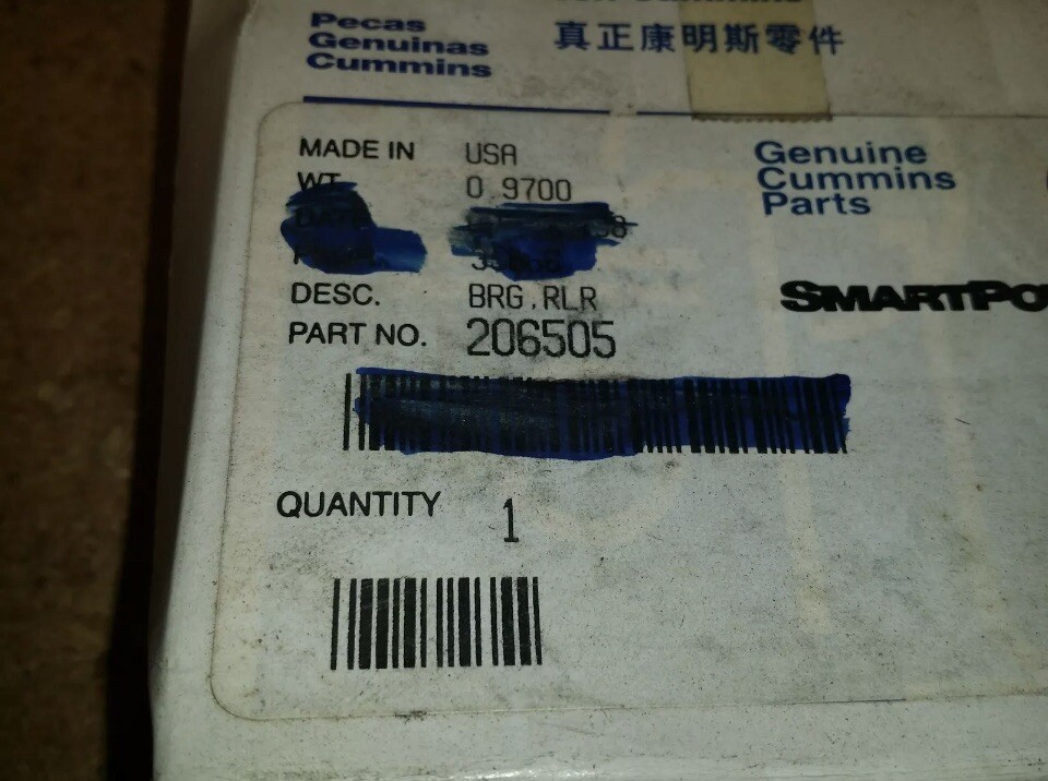 Cummins OEM part 206505 Roller Bearing