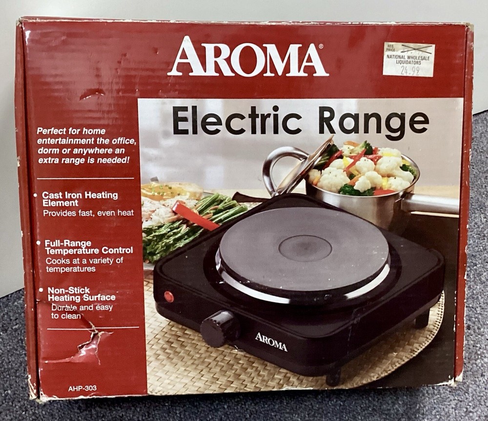 AROMA ELECTRIC RANGE W/CAST IRON HEATING ELEMENT MODEL AHP-303 (GB)