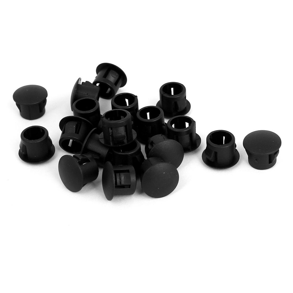 Black Plastic Round Snap in Mounting Locking 5/16" Panel Hole Cover 20pcs