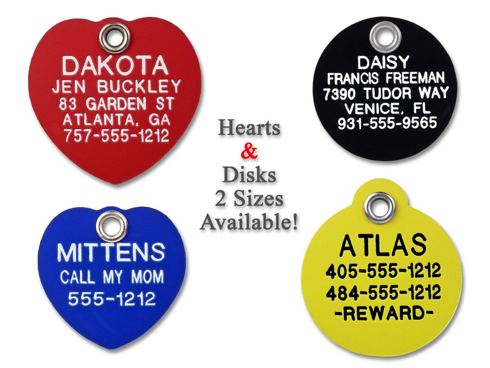 Pet ID Tags Custom Engraved Plastic Dog/Cat Lightweight Quiet Identification