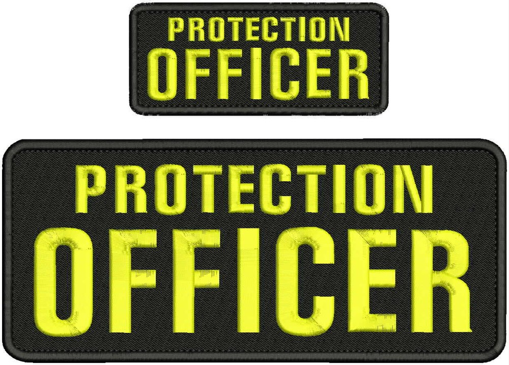 P OFFICER EMBROIDERY PATCH 4X10 AND 2X5 HOOK ON BACK BLK/YELLOW