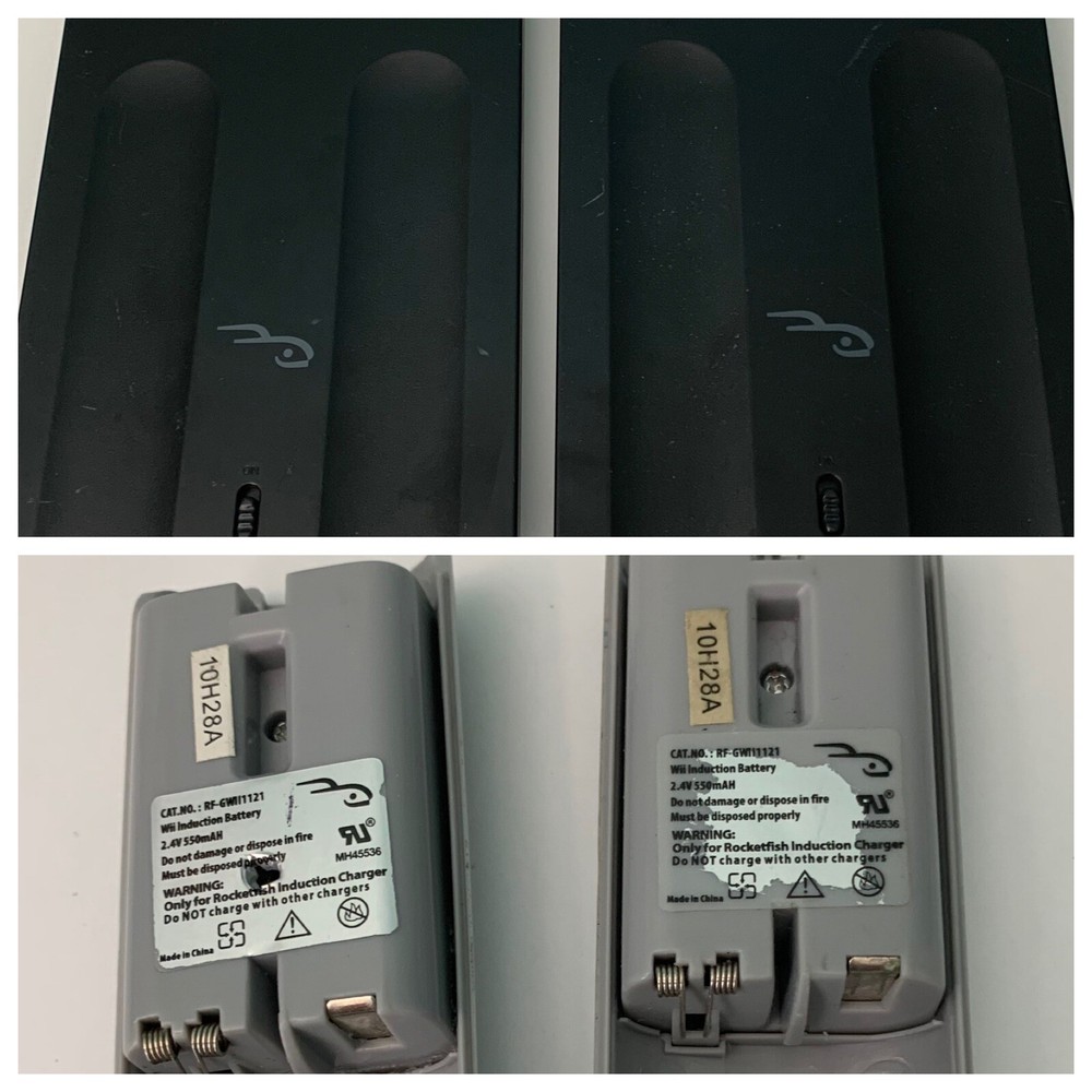 Two Rocketfish Wii Slim Induction Chargers Remote Docks AC+Base Plus 2 Batteries