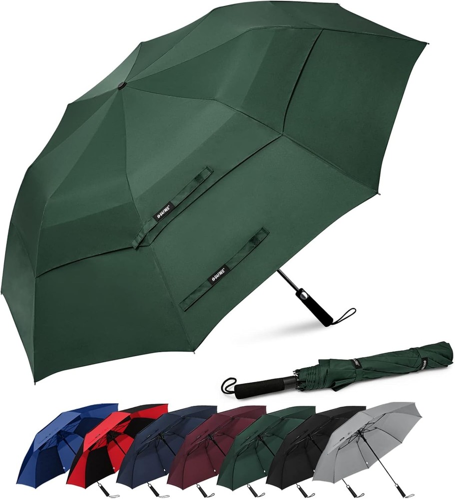 62 Inch Portable Golf Umbrella Large Oversize Double Canopy Vented Windproof