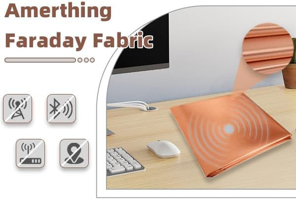 Pure Copper Faraday Fabric RF & LF Electromagnetic Fields Gold Color Blocking Fa
