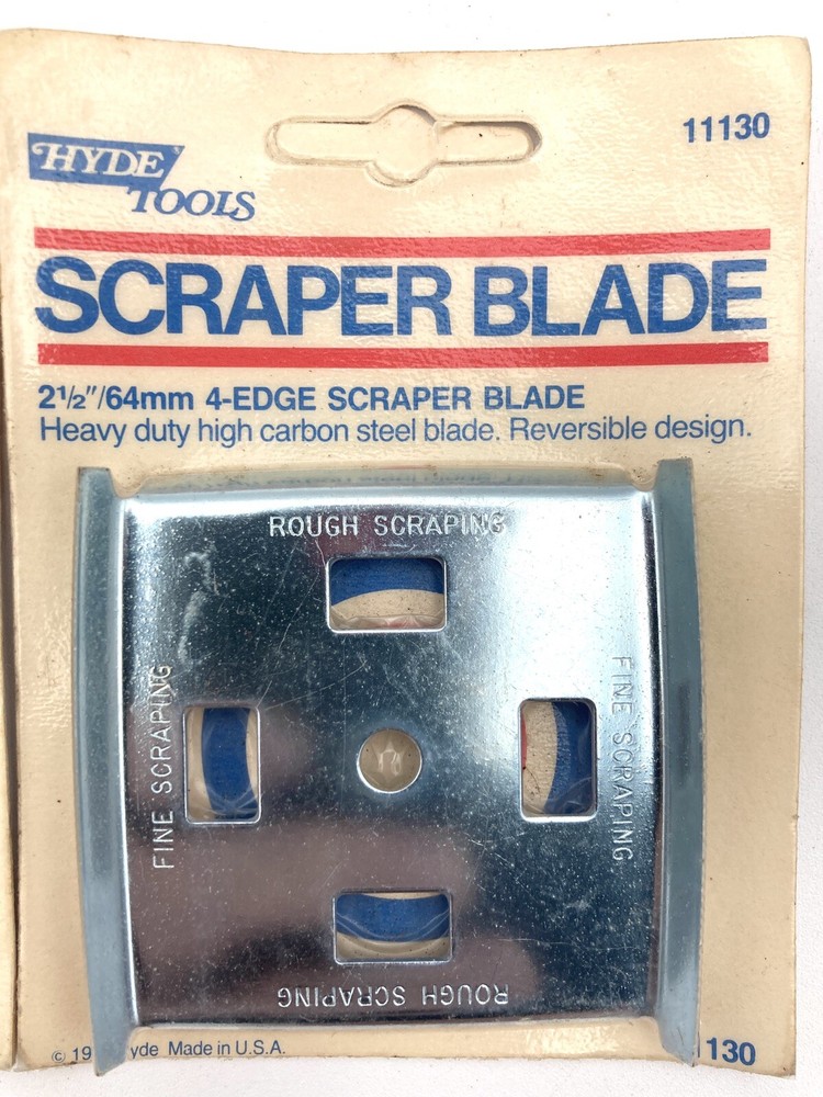 2x Hyde Tools 11130 4-Edge Scraper Replacement Blade 2-1/2" Vtg NOS