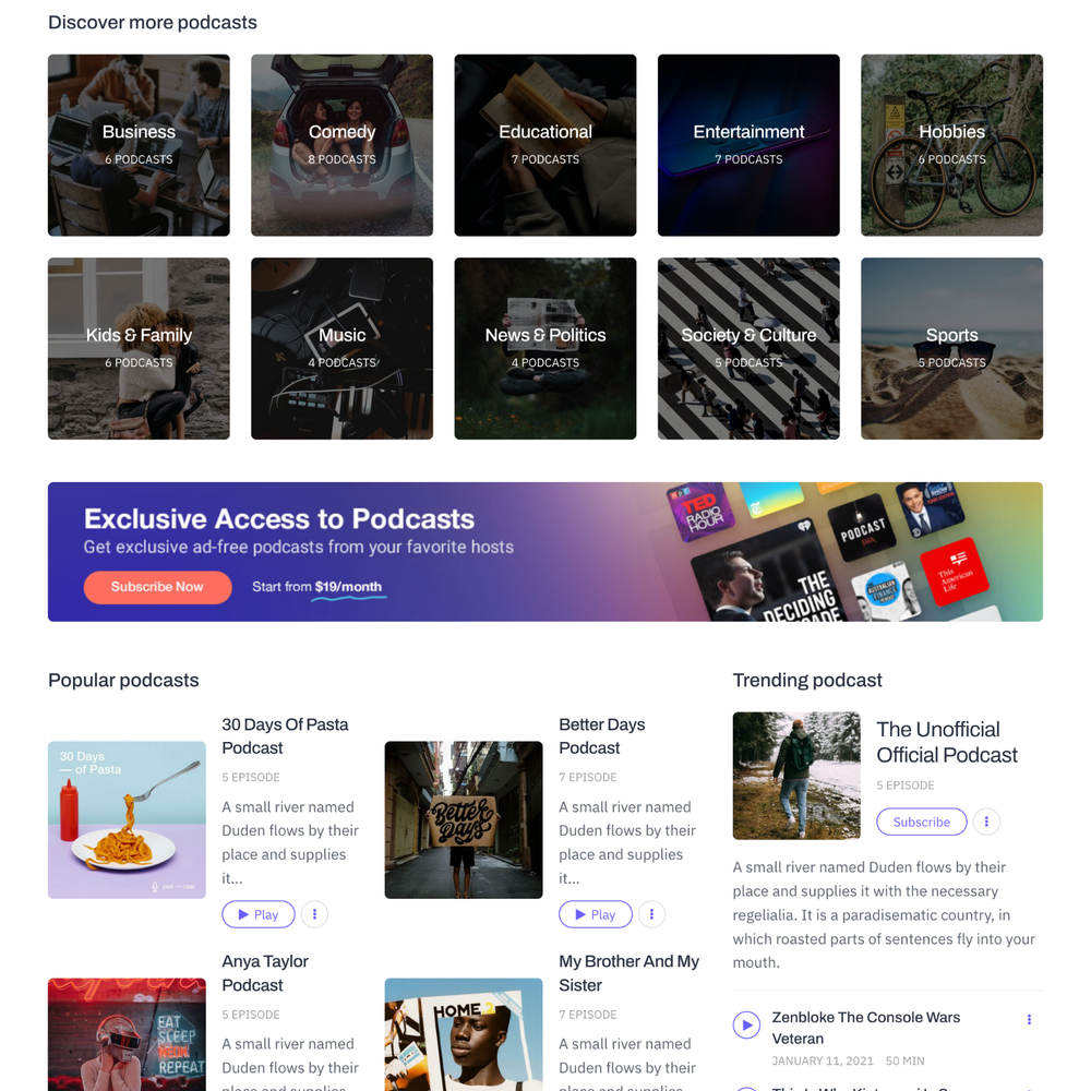 Podcast Web Design with Free VPS Web Hosting and Installation