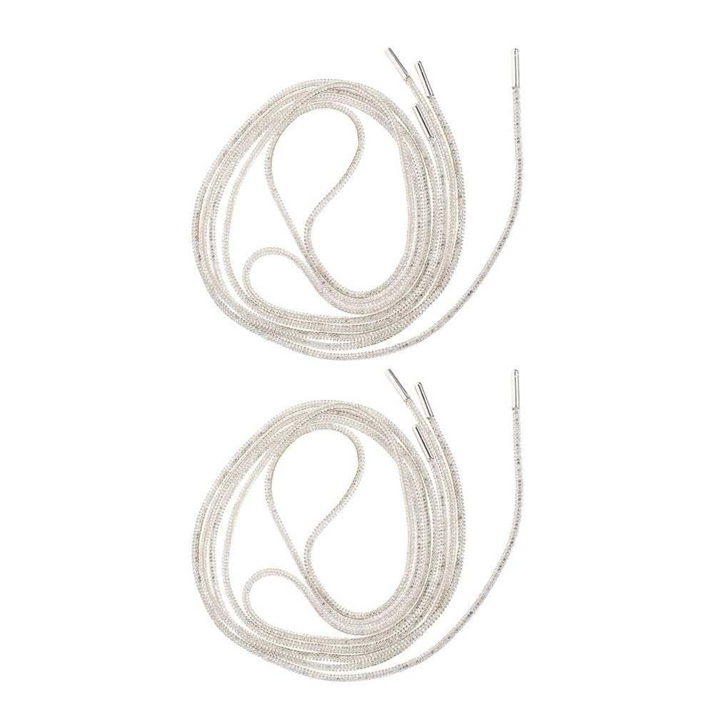 4 Pcs Sparkly Shoe Laces White Rhinestone Drawstring Cord Replacement