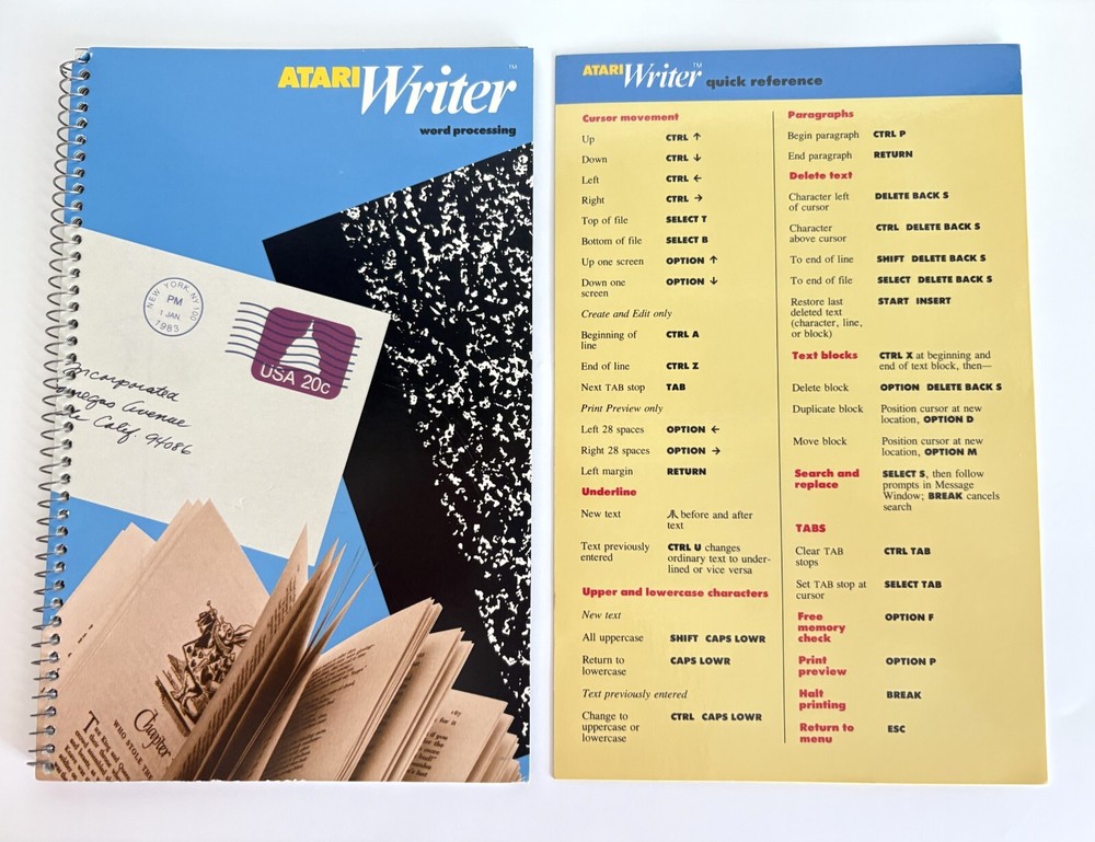 Atari Writer Word Processor Cartridge Computer Software 400/800 Untested Manual