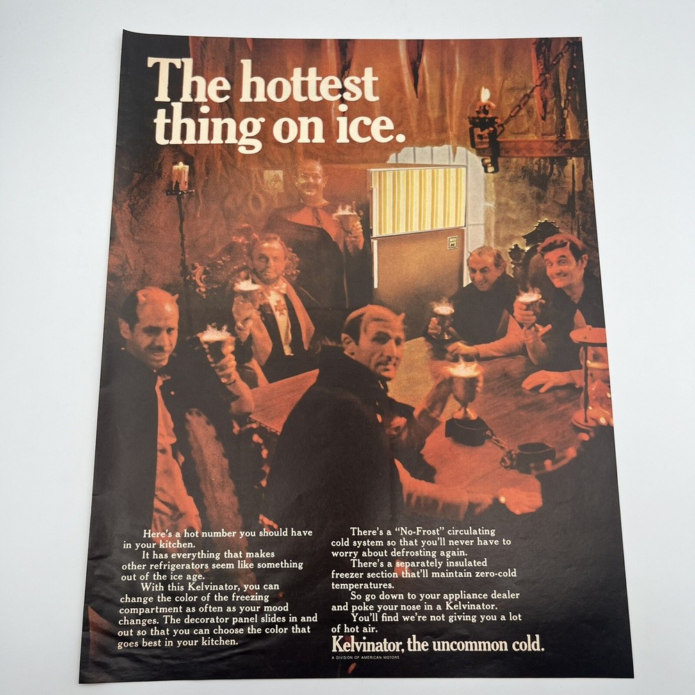Kelvinator Refrigerator 1968 Print Ad 10.25x13.5" devil costumes decorator panel