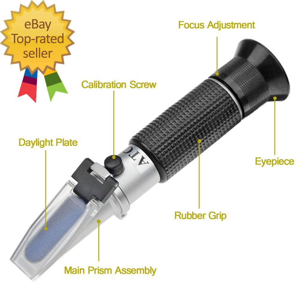 Brix Refractometer with ATC Dual Scale - Specific Gravity & Brix Hydrometer
