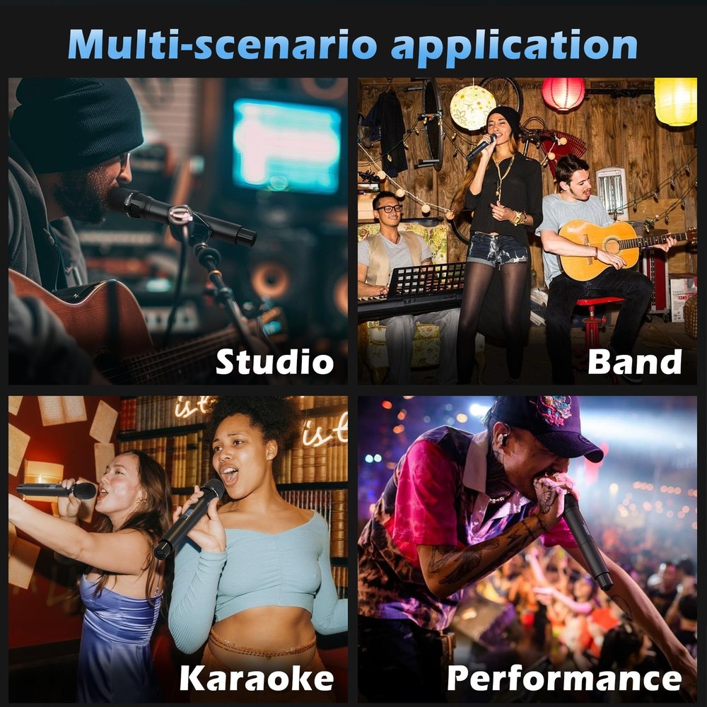 Wireless Microphone System, Metal UHF Handheld Microphones Cordless Dynamic M...